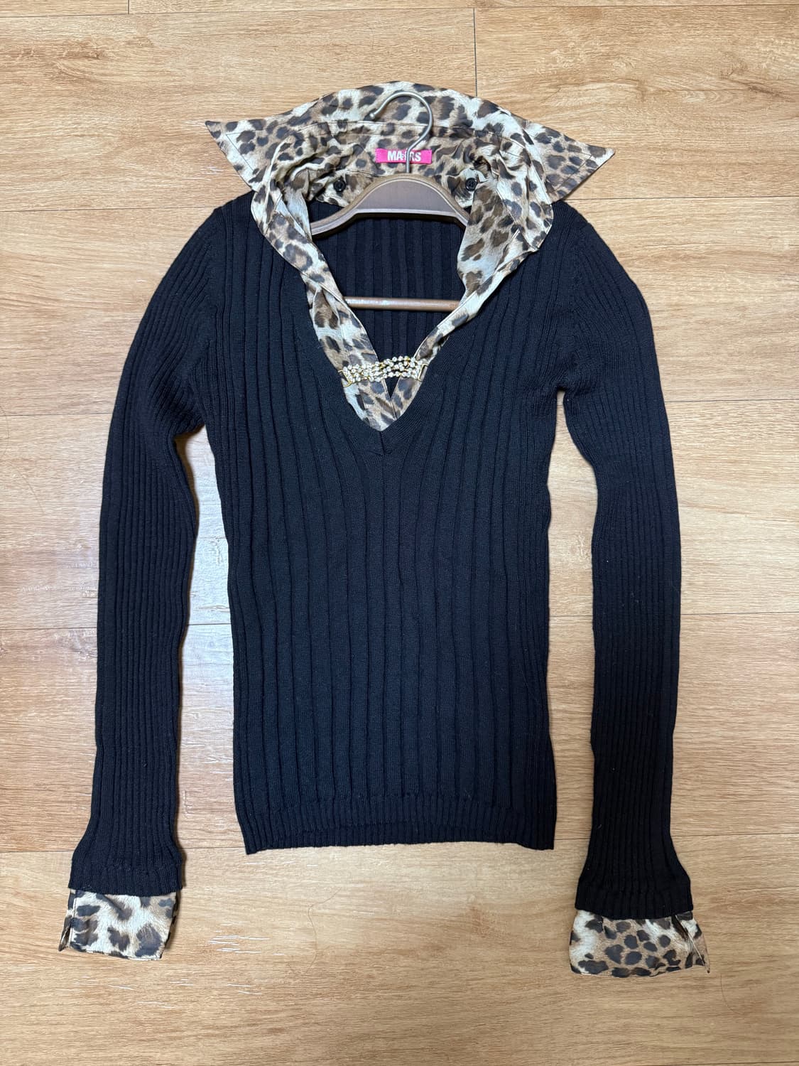 마즈 호피 니트 탑 갸루 상품이미지1