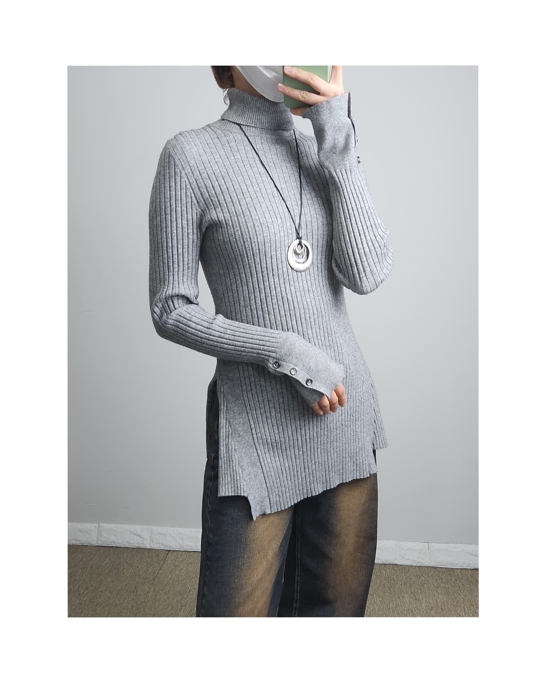 (지고트)골지 트임 니트 상품이미지1