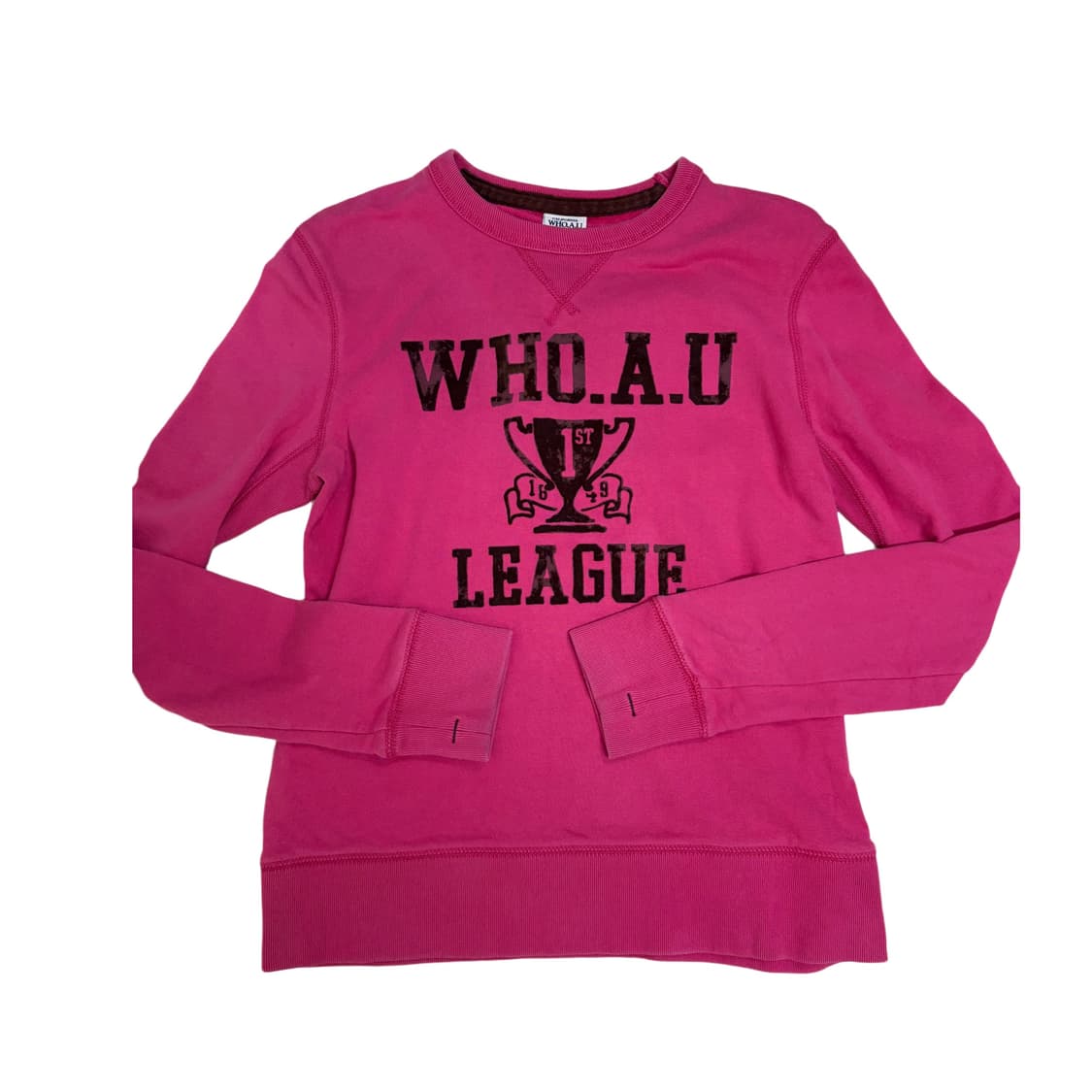 빈티지 WHO.A.U 후아유 클래식 핑크브라운 맨투맨 티셔츠 상품이미지3