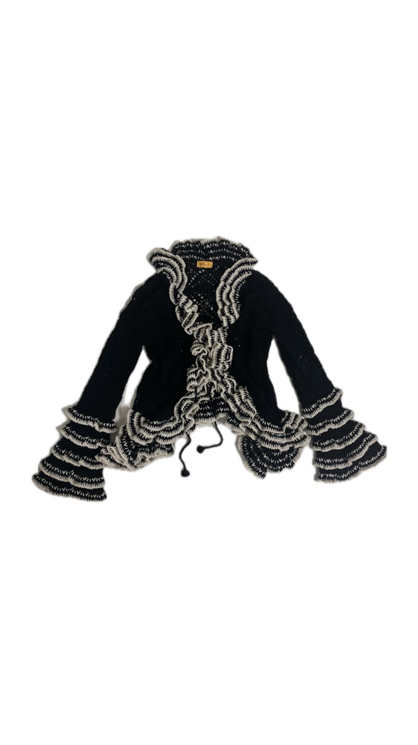 페어리 블랙 러플 니트가디건 상품이미지1