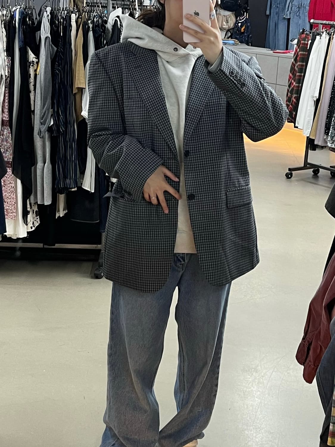 리 패치 후드티 지방시 체크 블레이져 코디 상품이미지2