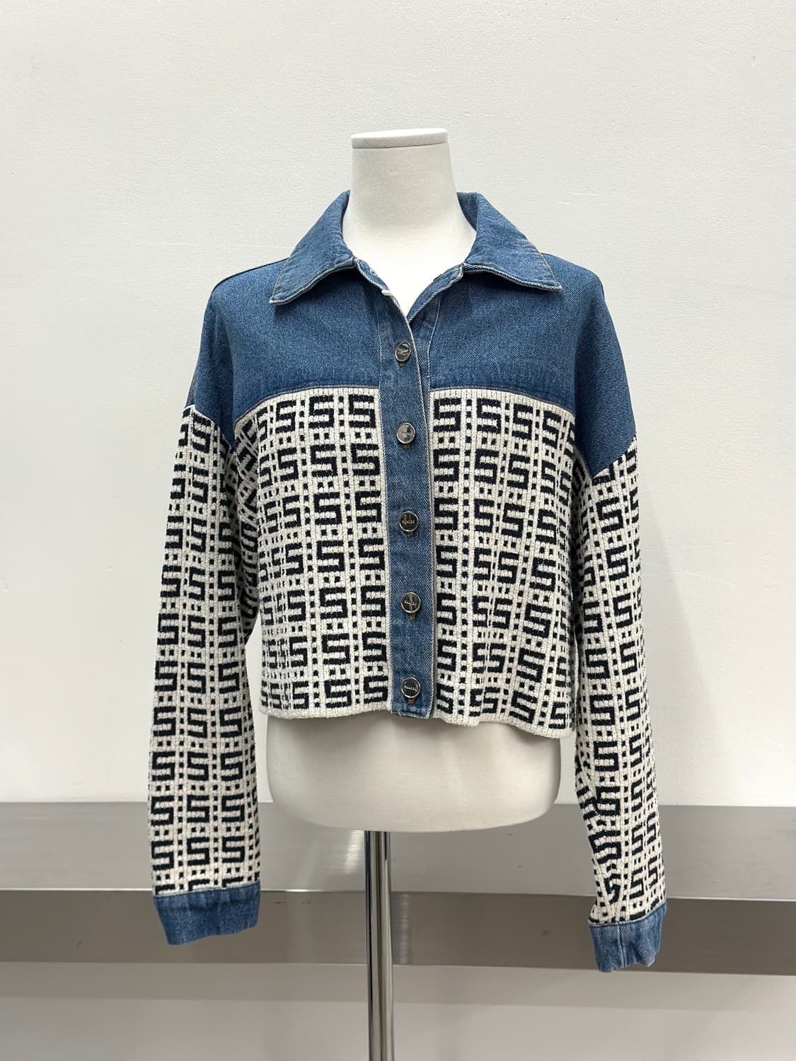 산드로 자카드 크롭 데님 자켓  상품이미지1