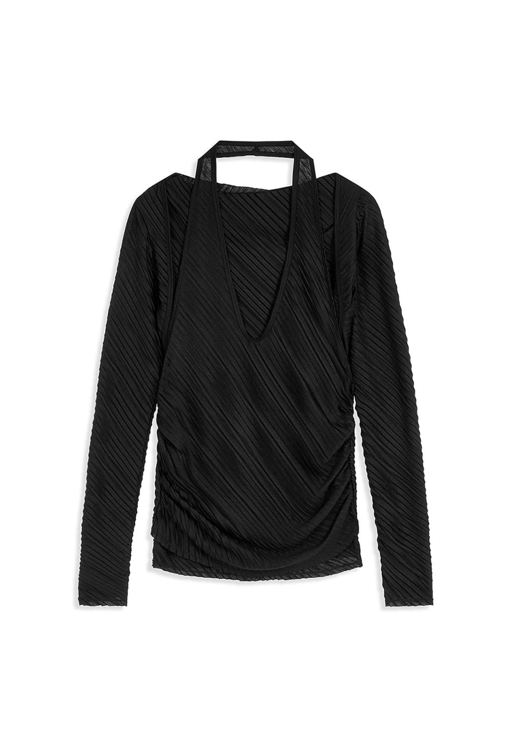 오픈와이와이 플리츠 컨버터블 볼레로 탑 블랙 상품이미지2