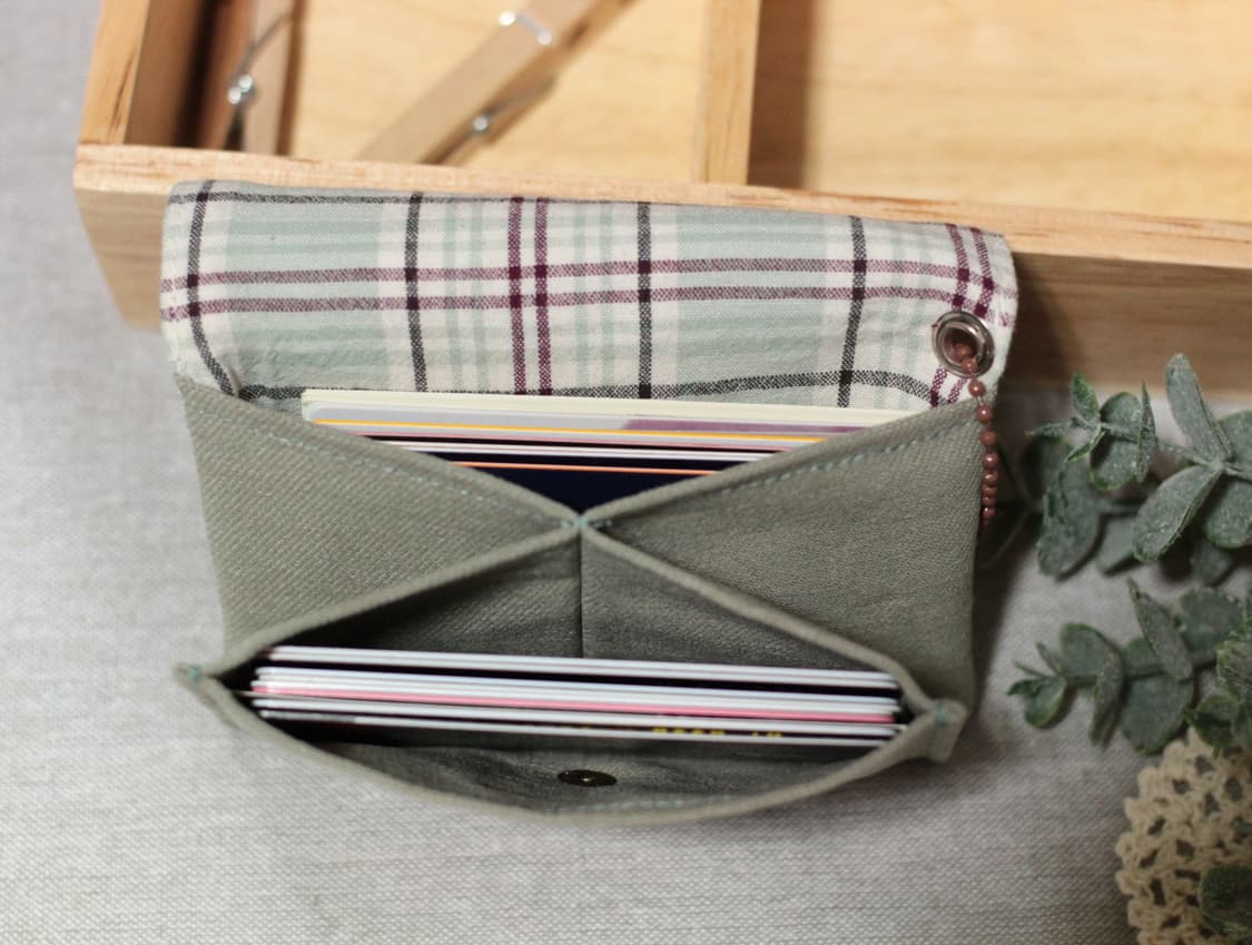 핸드메이드 민트체크 카드지갑  상품이미지7