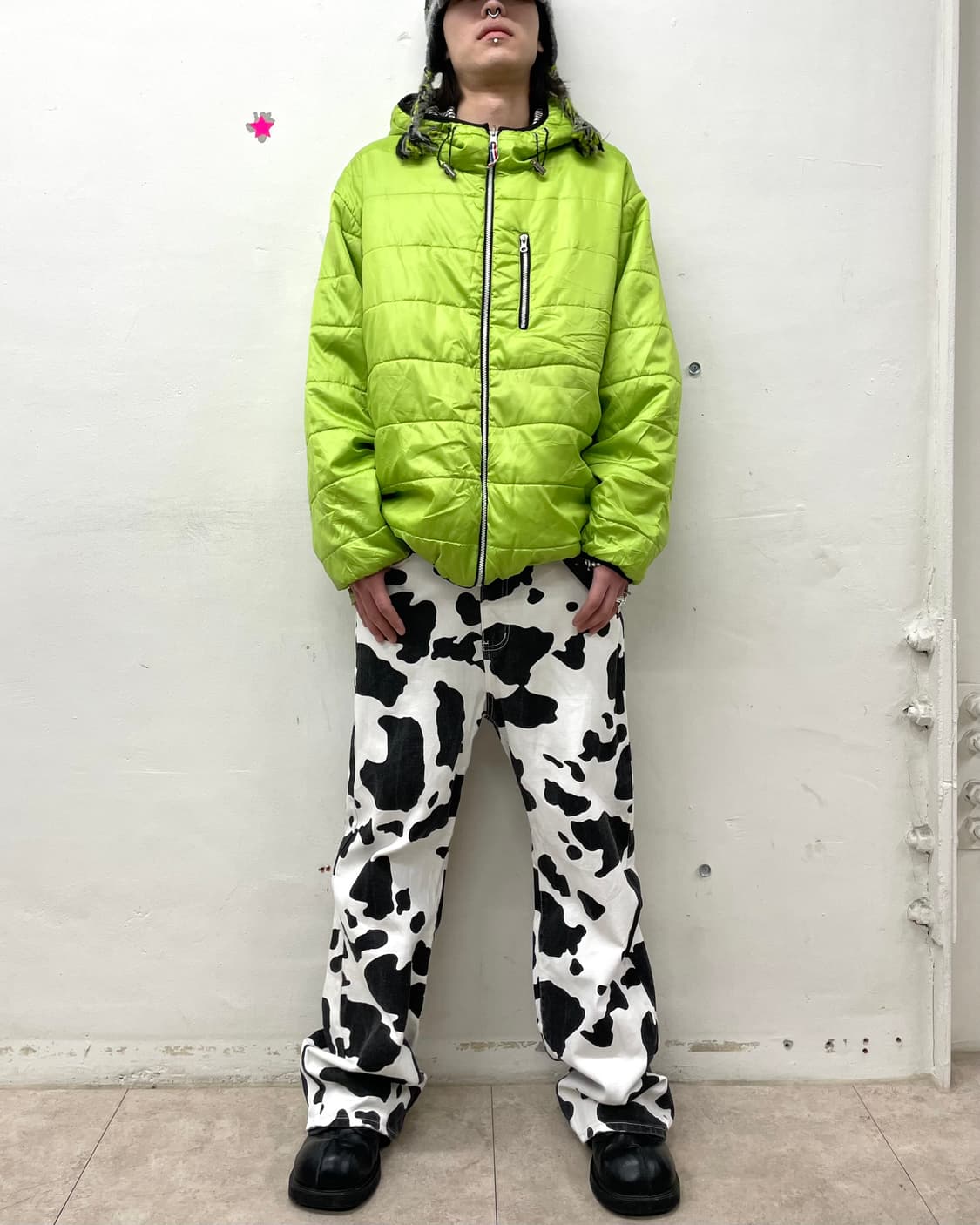 Green reversible padded jacket  상품이미지5