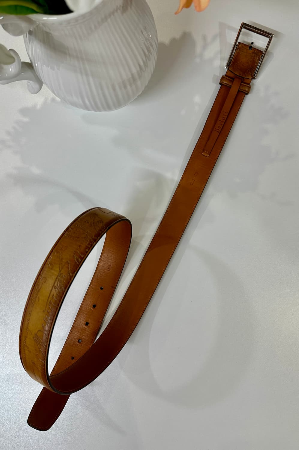 벨루티 켈리그라프 베네치아 클래식 카프 레더 벨트 100 상품이미지4