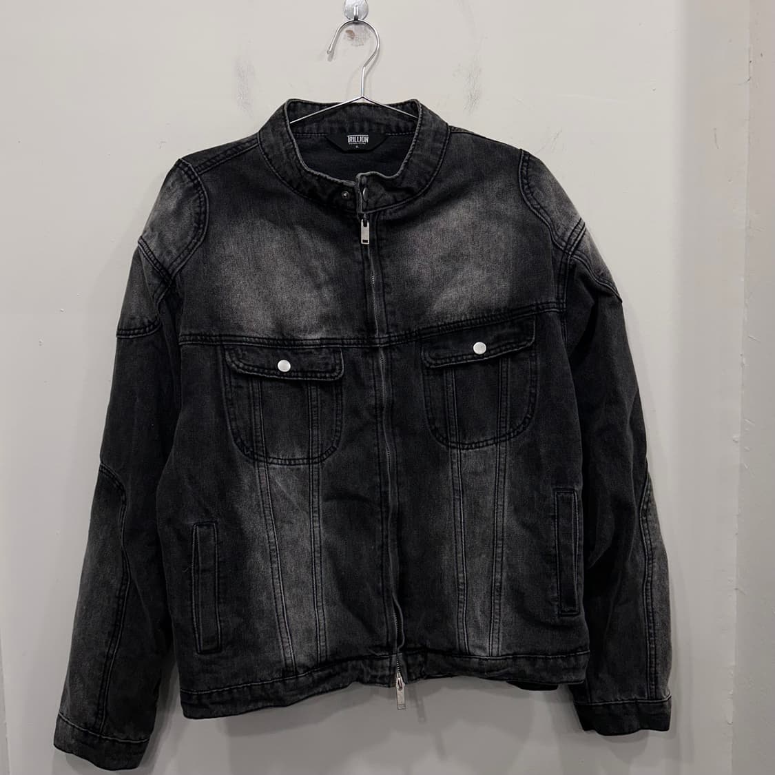 트릴리온 워시드 흑청 집업 자켓 & 카고 와이드팬츠 데님 셋업 상품이미지2