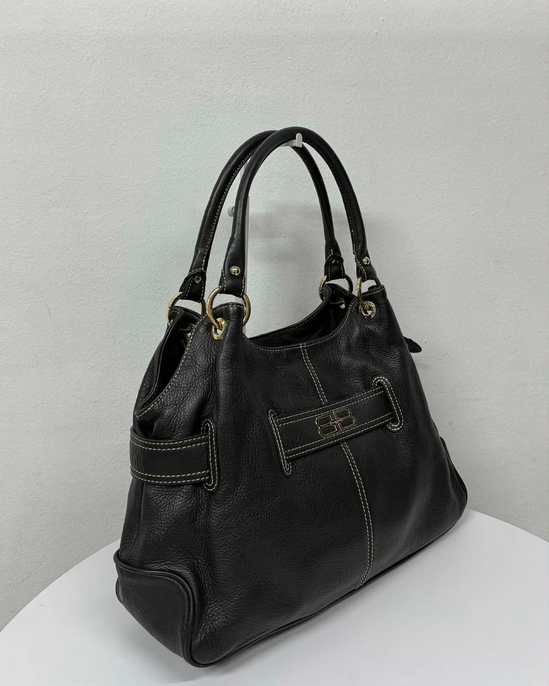 발렌시아가 00s 가죽 금장 숄더 호보백 블랙 토트 상품이미지2