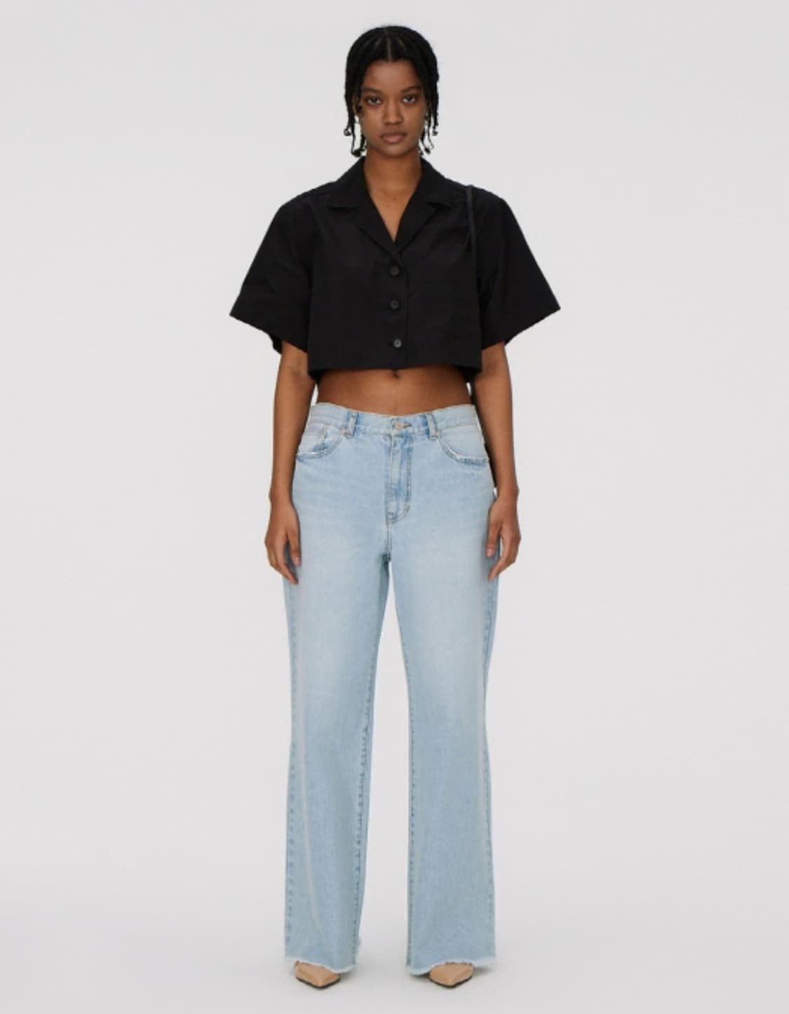 렉토 Recto 블랙 크롭 셔츠 자켓 S 상품이미지1