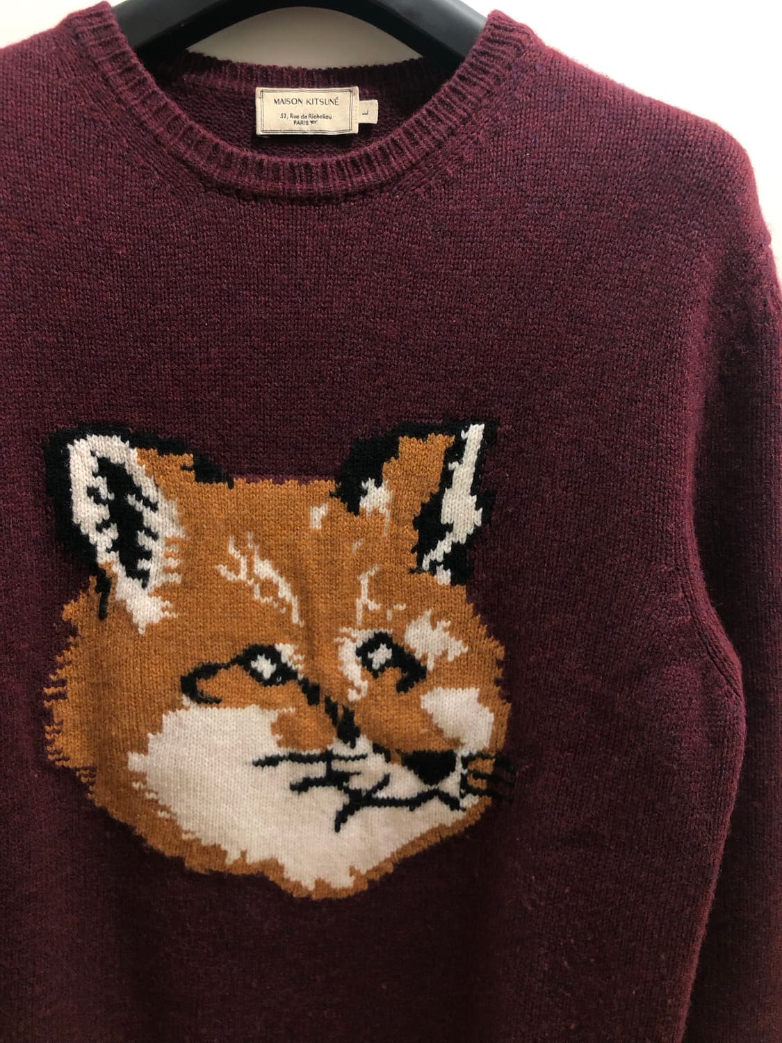 [남성L] 메종키츠네 폭스헤드 니트 버건디 상품이미지3
