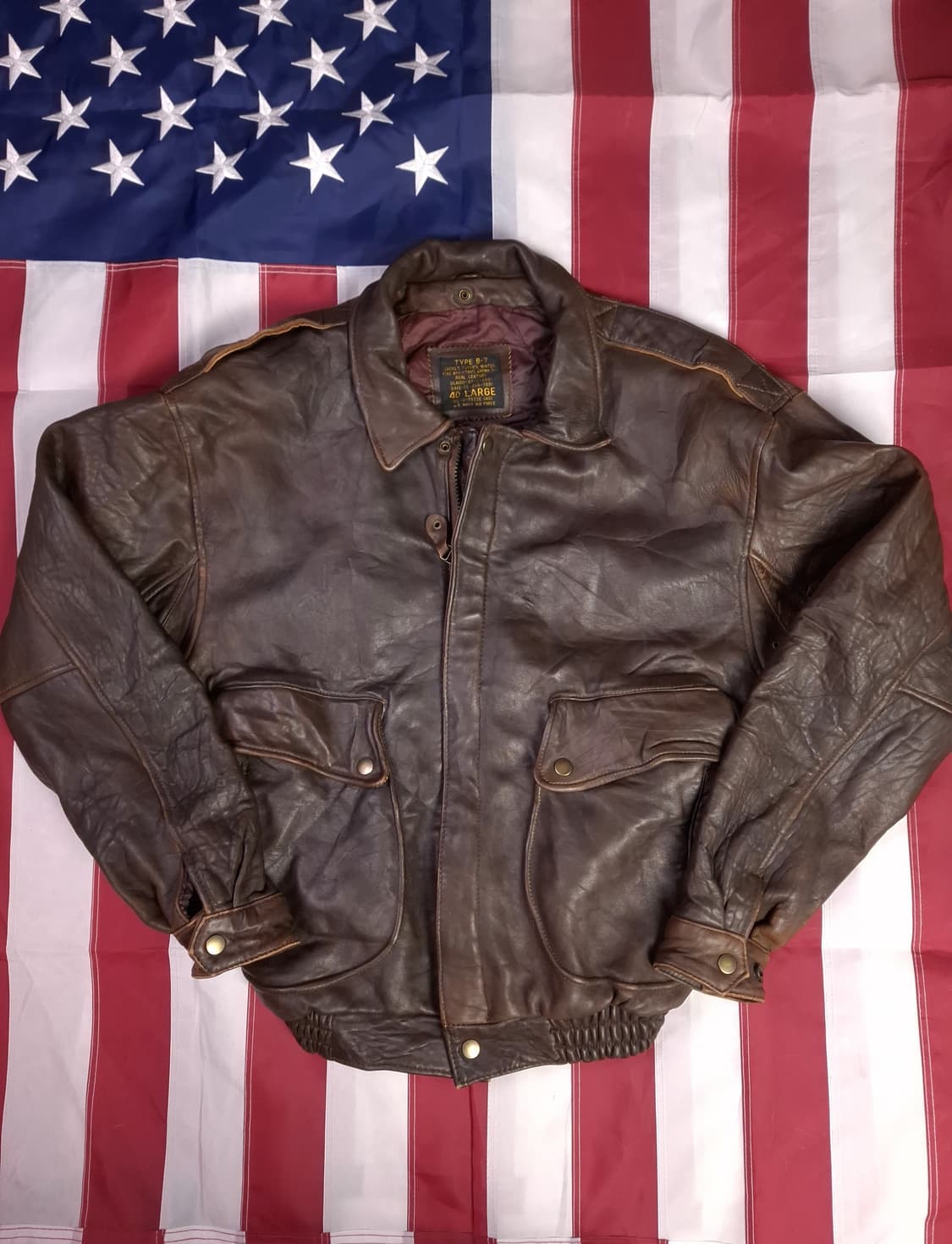 90's 국내산 일본판 빈티지 B-7 리얼레더 항공자켓 상품이미지1