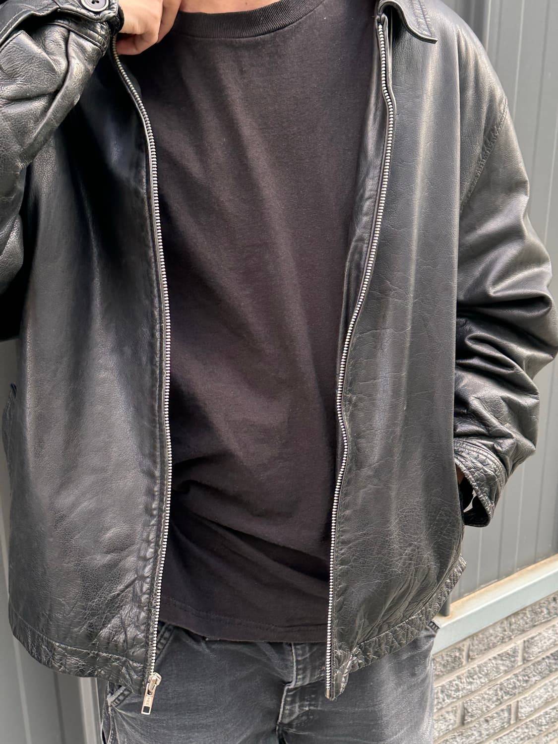 올드갭 리얼 레더 자켓 블랙 상품이미지3