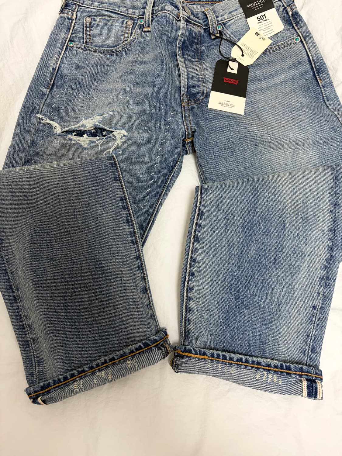 리바이스 501 셀비지 30x30 터콰이즈 새상품 판매합니다 상품이미지2