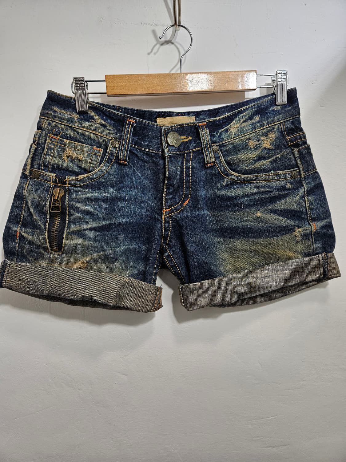 로리타 롤업 디자인 숏데님팬츠 상품이미지3