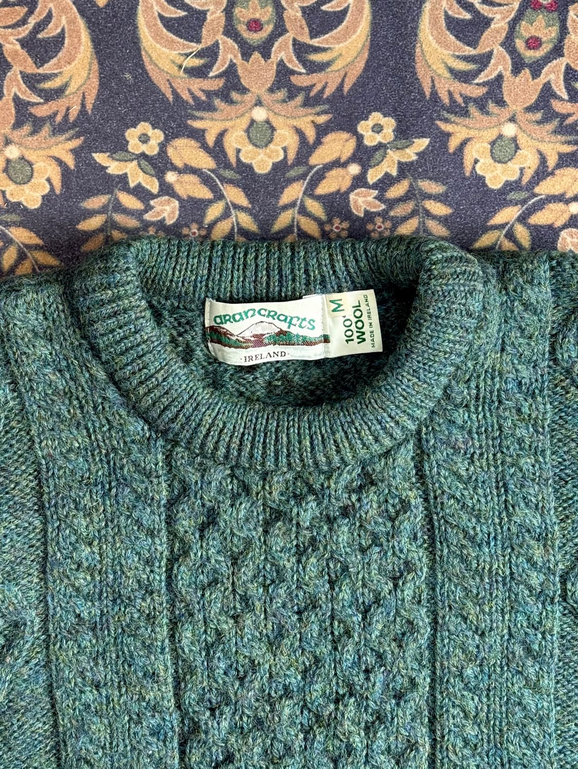 아란 크래프트 피셔맨 스웨터 틸 그린 상품이미지5