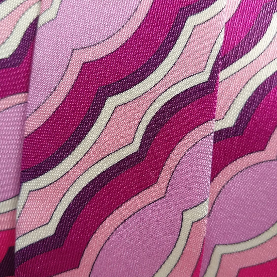 에밀리오 푸치 실크 핑크 웨이브 패턴 넥타이 9.5cm A등급 K1342 상품이미지10