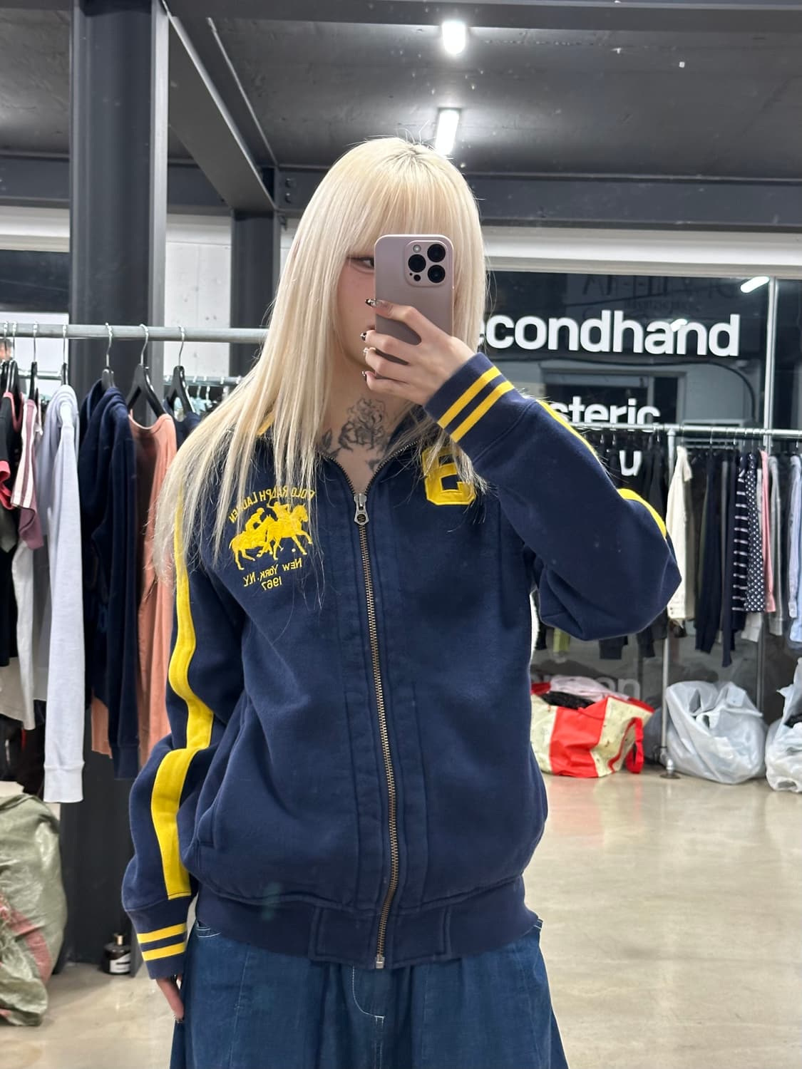 폴로 랄프로렌 빅포니 사이드 라인 코튼 집업 자켓 네이비 상품이미지2