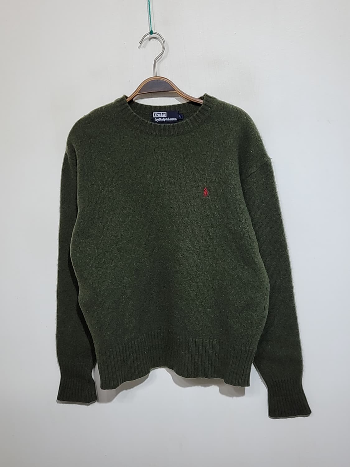 (L) 랄프로렌 폴로 니트 녹색 램스울 스웨터 라운드  상품이미지1