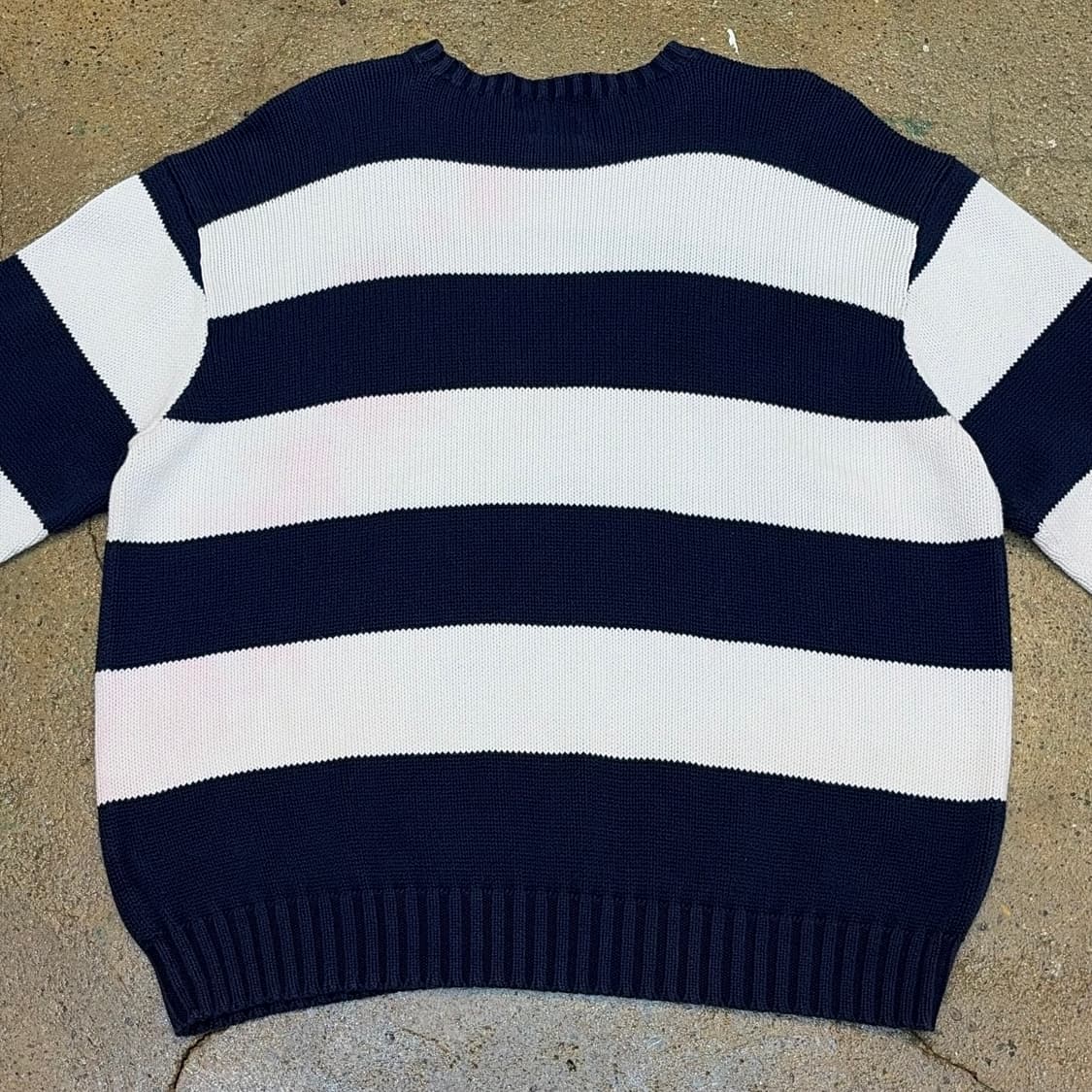 90s USA 빈티지 폴로랄프로렌 스트라이프 단가라 헤비코튼 니트  상품이미지6