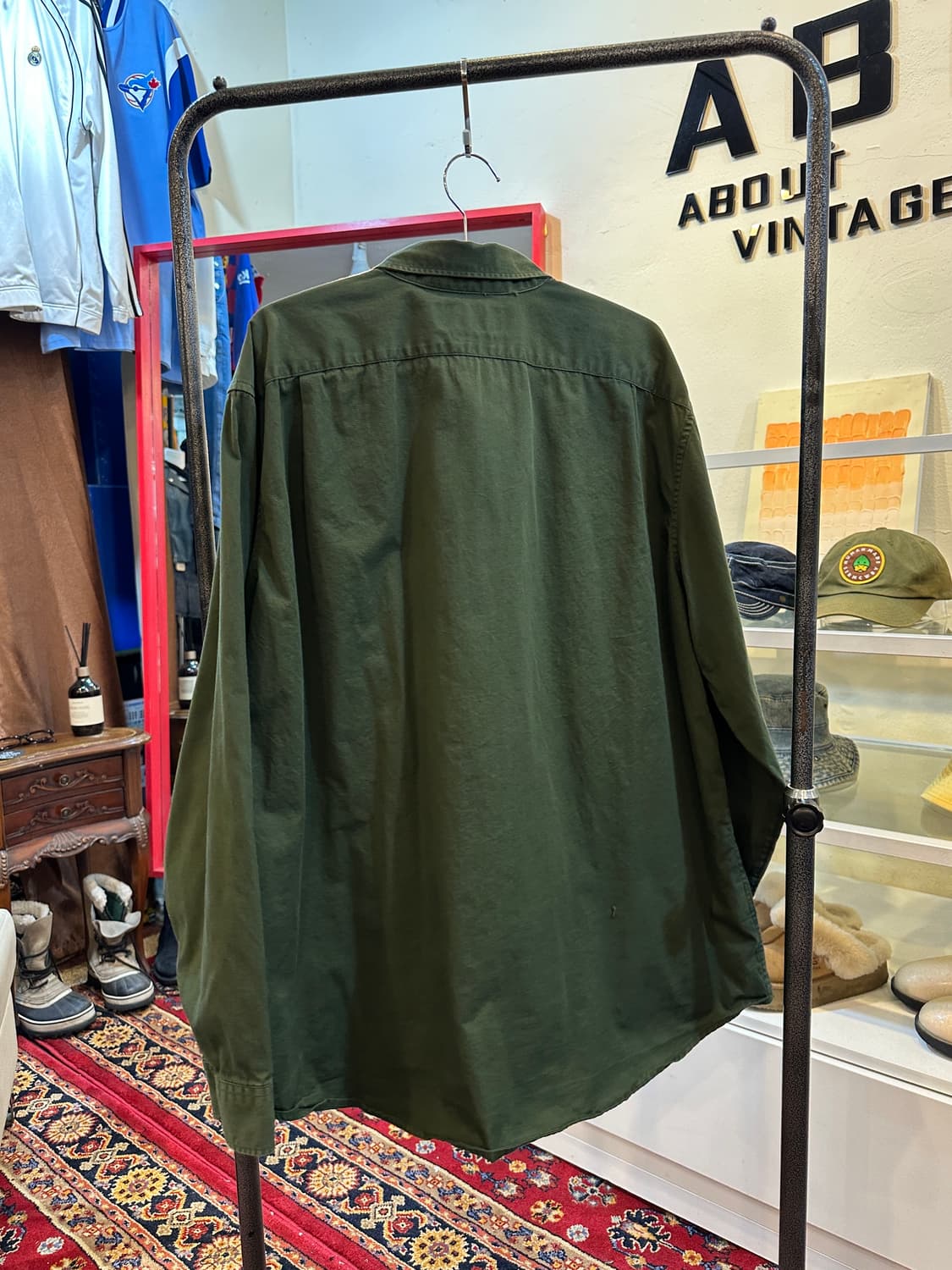 폴로 랄프로렌 빅사이즈 빈티지 솔리드 코튼 셔츠 그린 2XL 상품이미지5