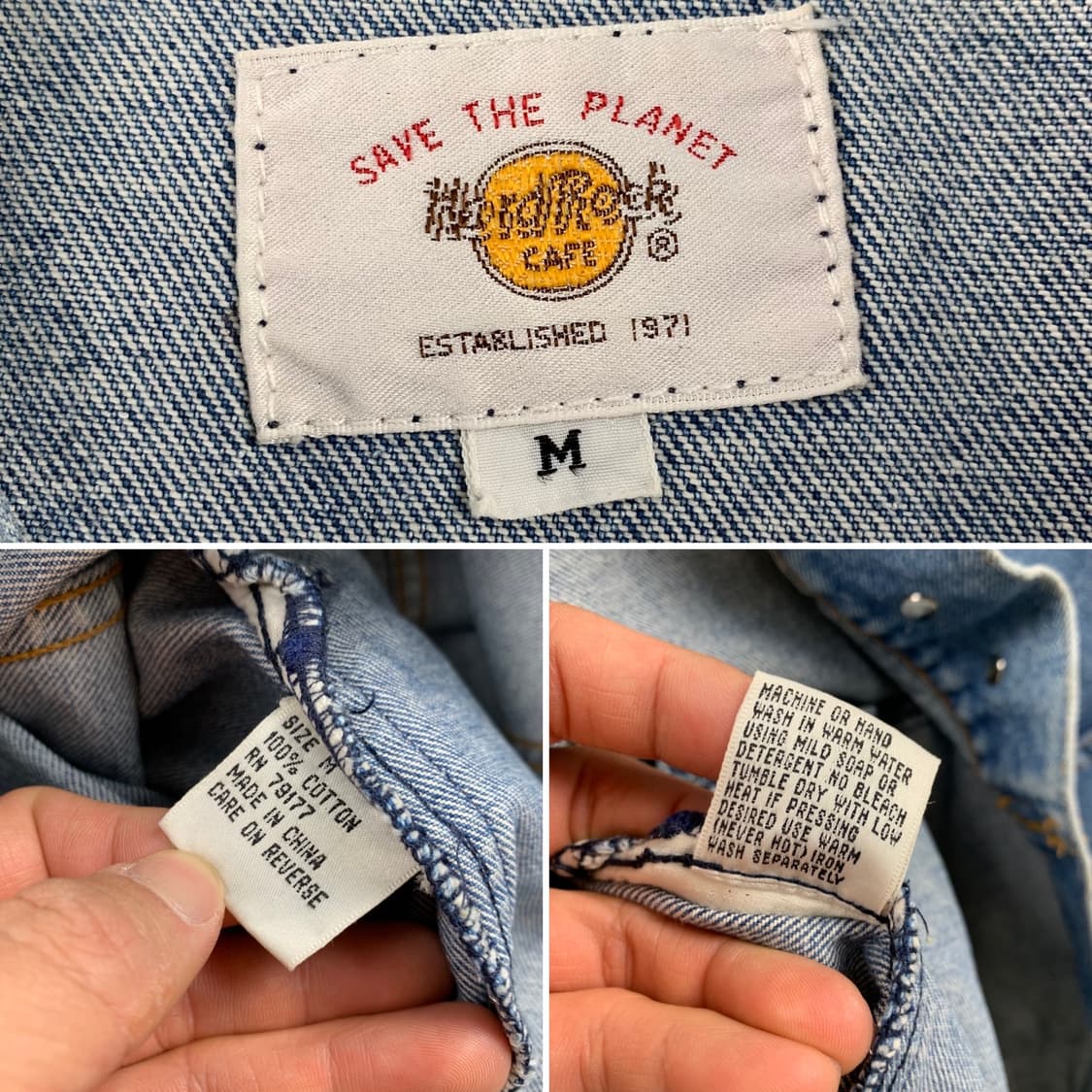 빈티지 하드락 카페 뉴욕 자수로고 데님 자켓 상품이미지8