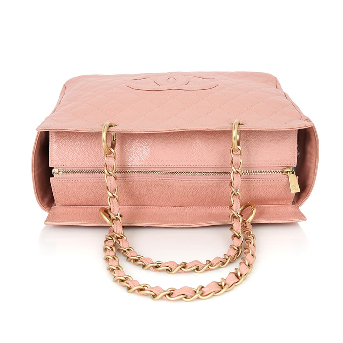 샤넬 클래식 핑크 캐비어 정방토트 체인백 빈티지 샤핑백 라지 상품이미지9