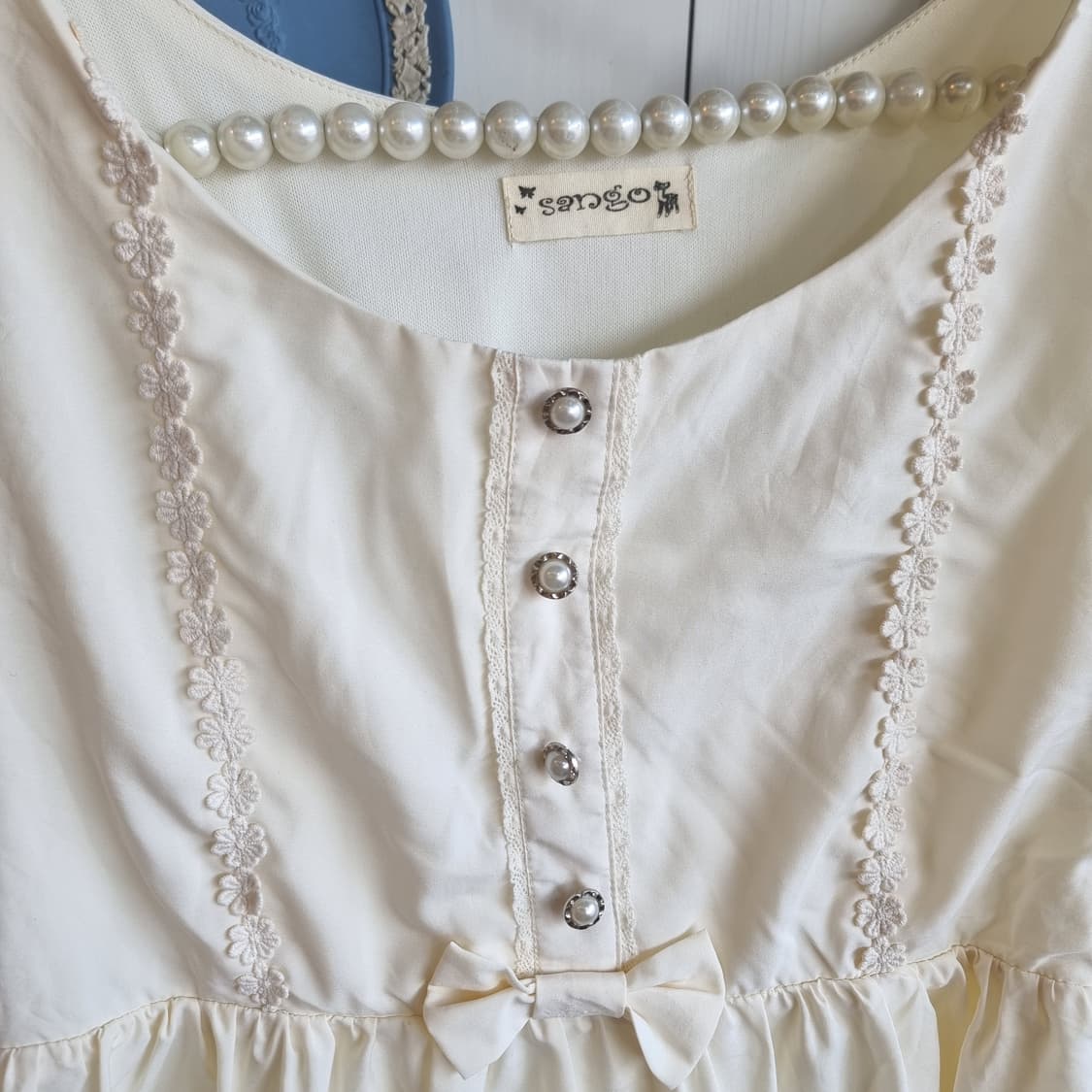 아이보리 레이스 반팔 원피스 상품이미지2