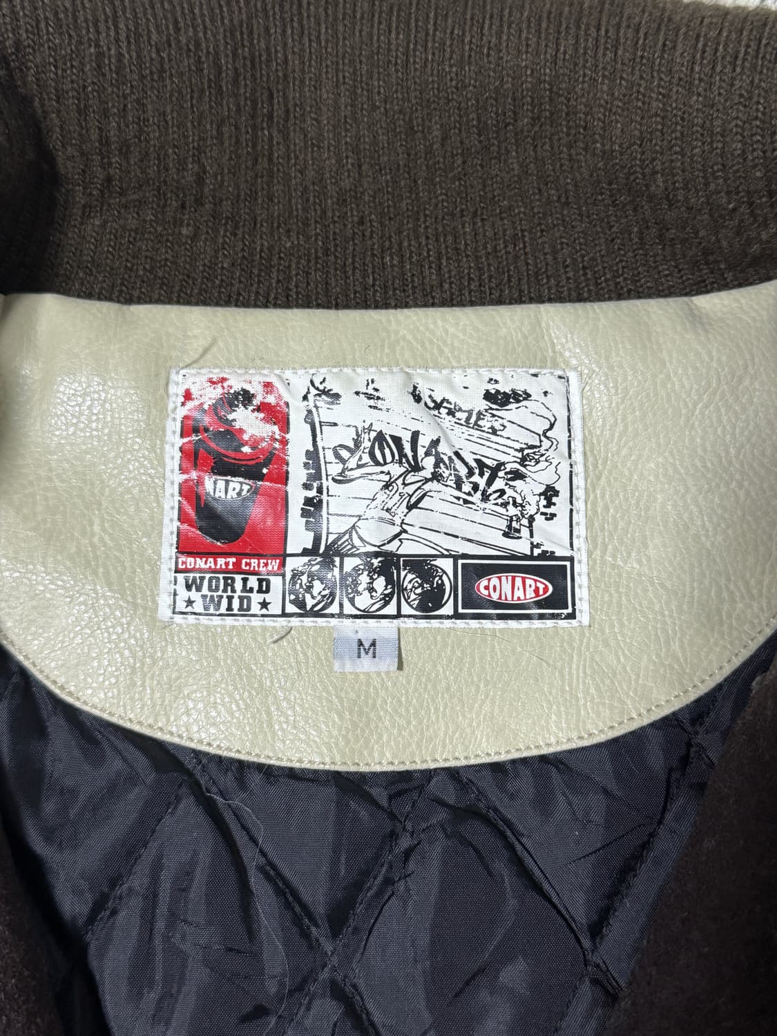 Conart 그래피티 패치 울 레더 바시티 자켓 스트릿 올드스쿨 상품이미지5