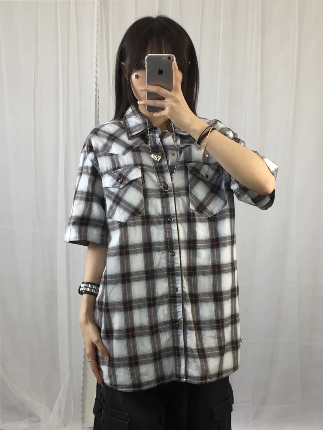 THINK PINK Plaid Short Sleeve Shirt 상품이미지1