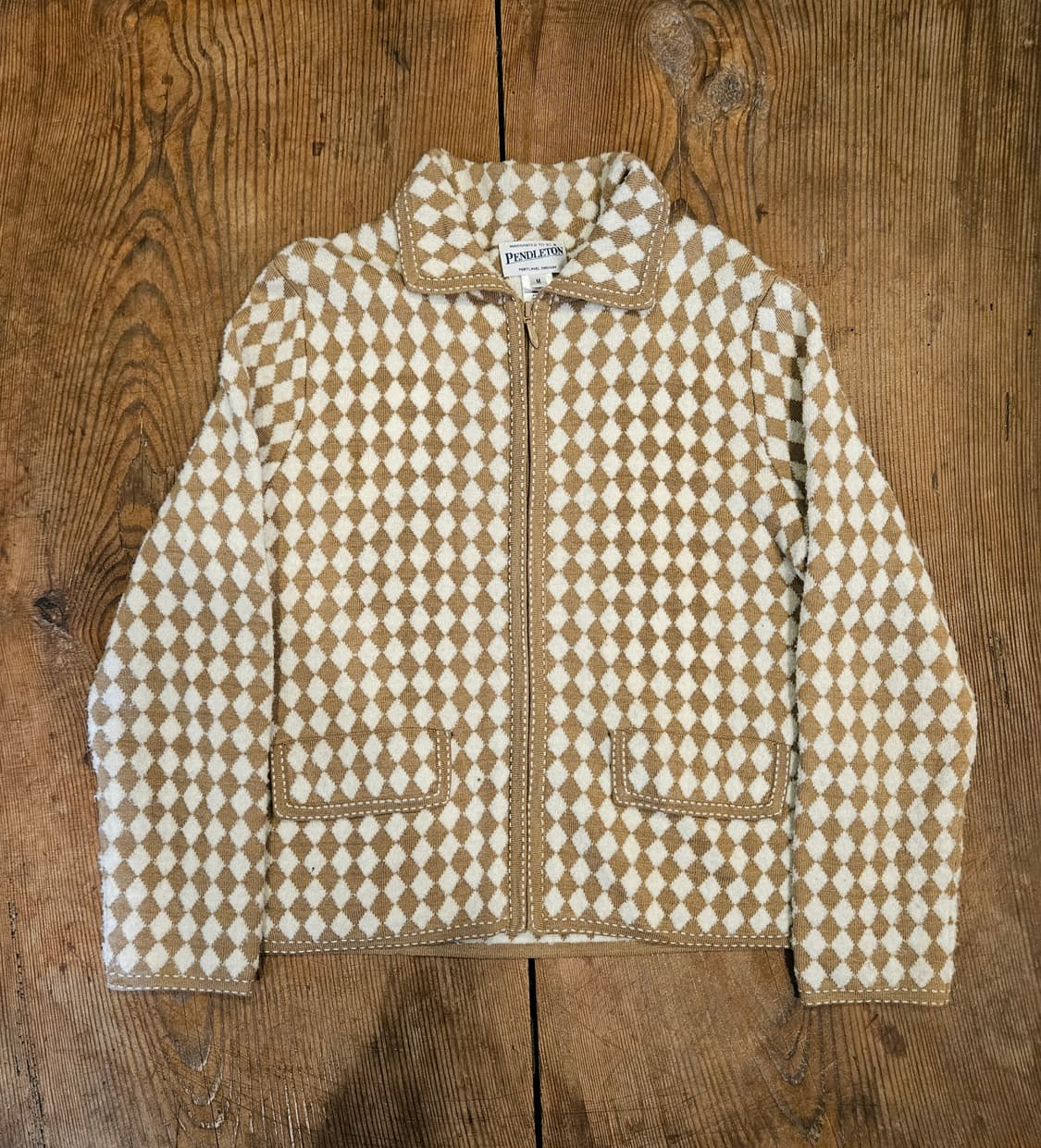 팬들턴 다이아몬드 패턴 니트 가디건 상품이미지1