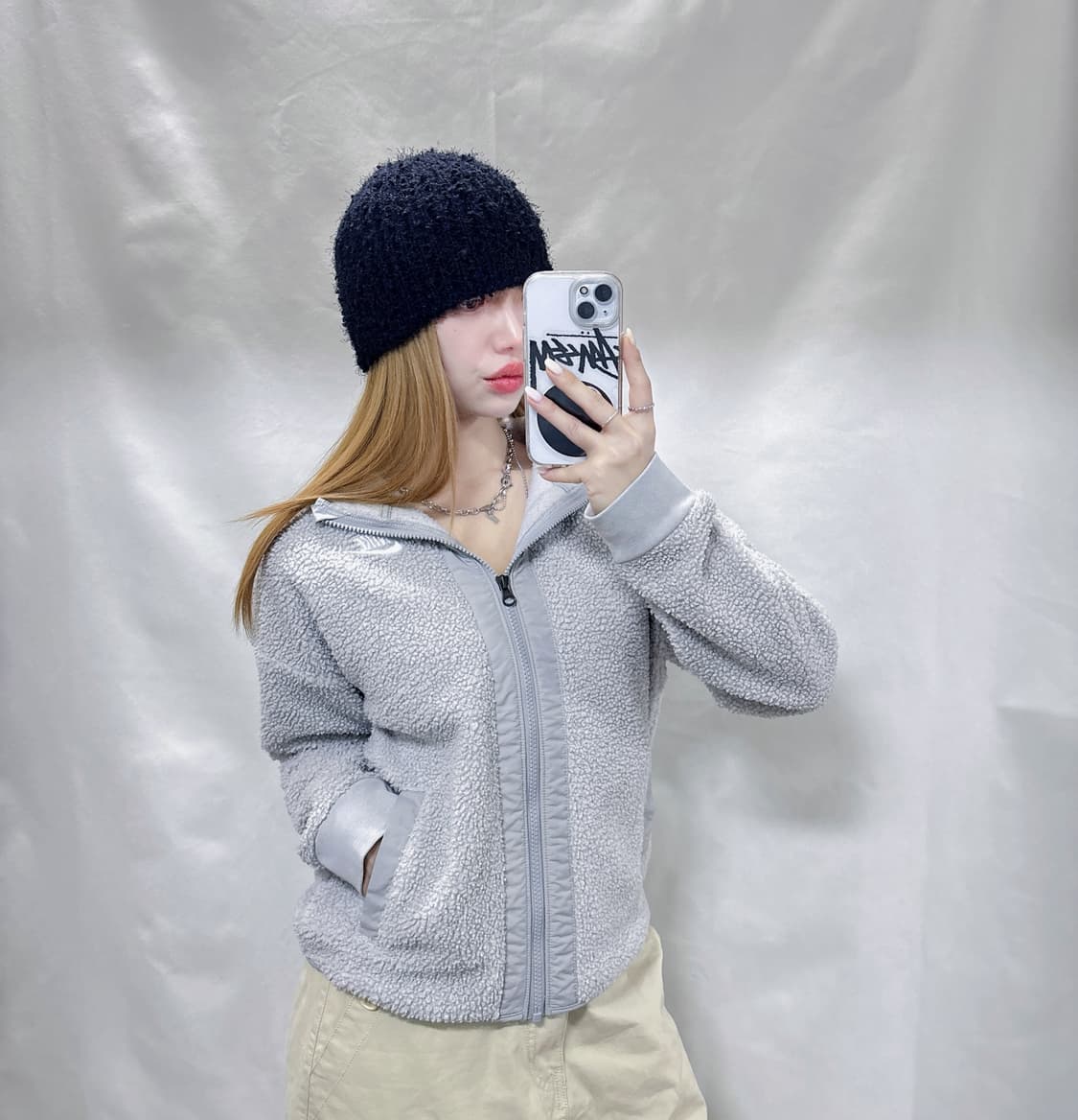 나이키 그레이 스우시 플리스 집업  상품이미지1