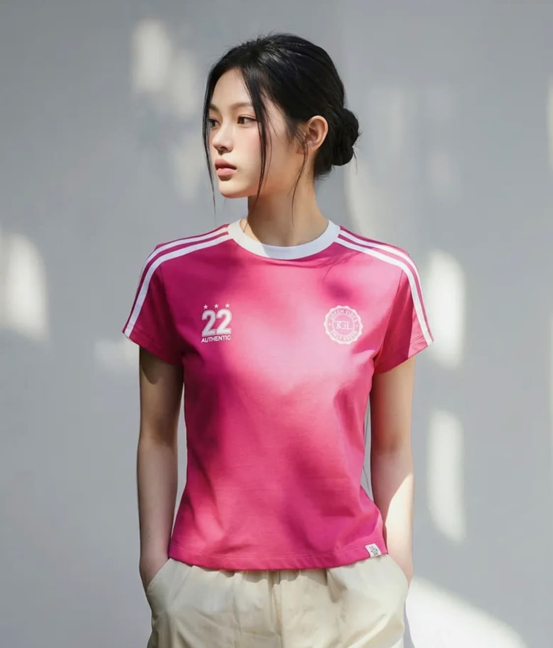더그린랩 축구 저지 배색 반팔티셔츠 핑크 상품이미지1