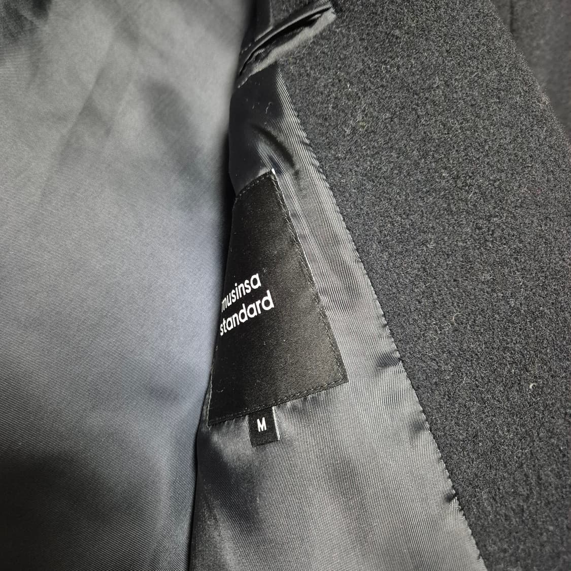 무신사 스탠다드 울블렌드 하프 발마칸 코트 네이비M 상품이미지6