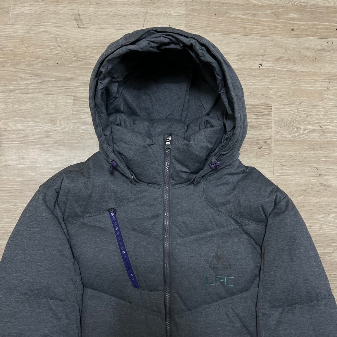 르꼬끄 여성 덕다운 LFC 로고 후드 패딩 점퍼 [멜란지그레이] M/95 상품이미지2