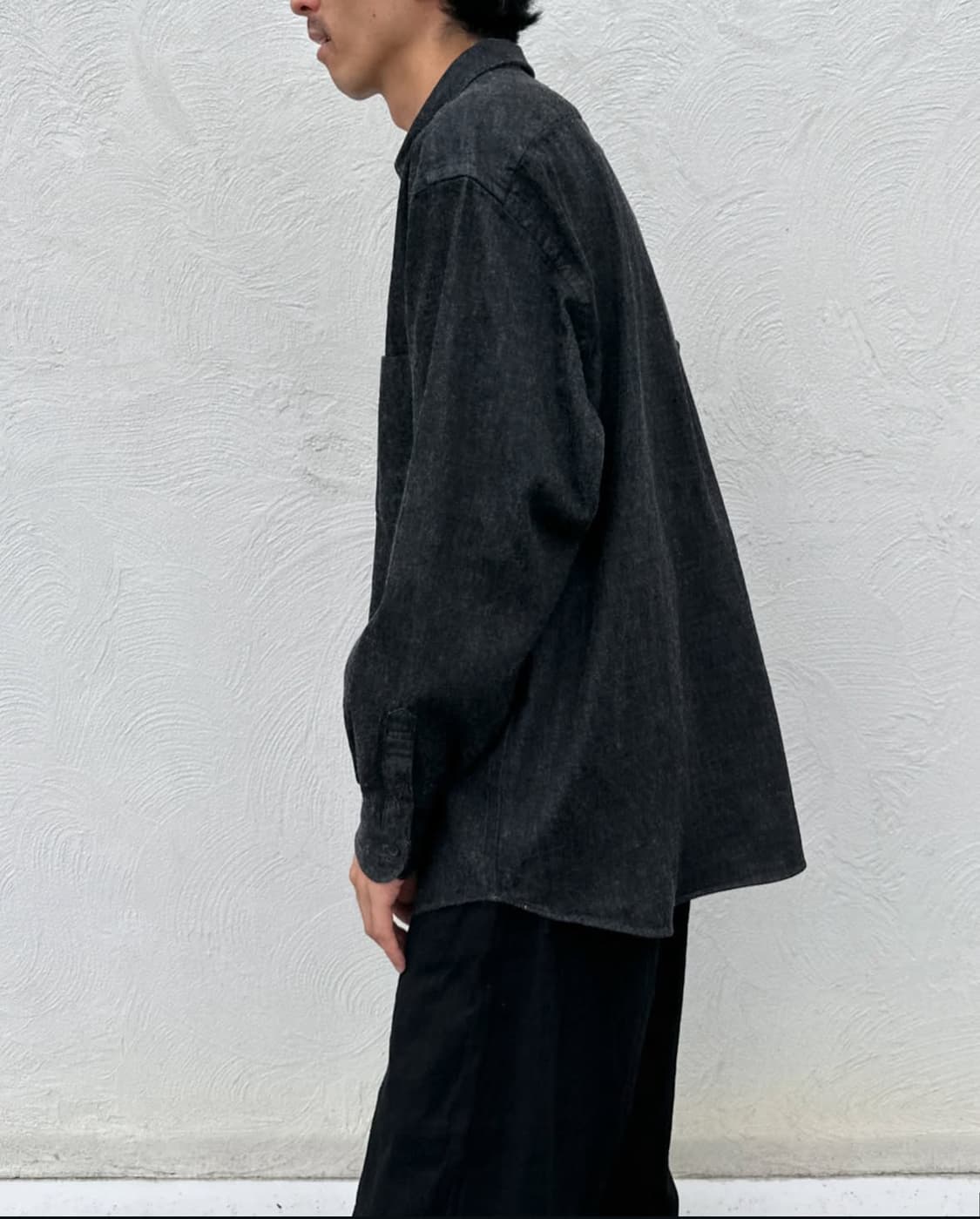 [1] comoli 블랙 에크루 데님 셔츠 상품이미지2