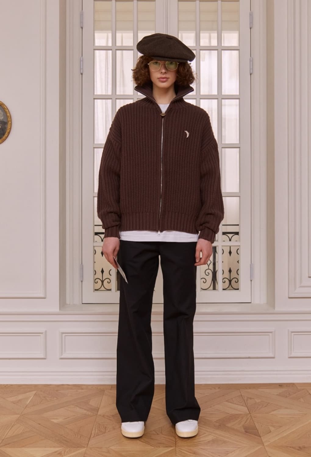 STU 하이넥 집업 스웨터 브라운 L 상품이미지1