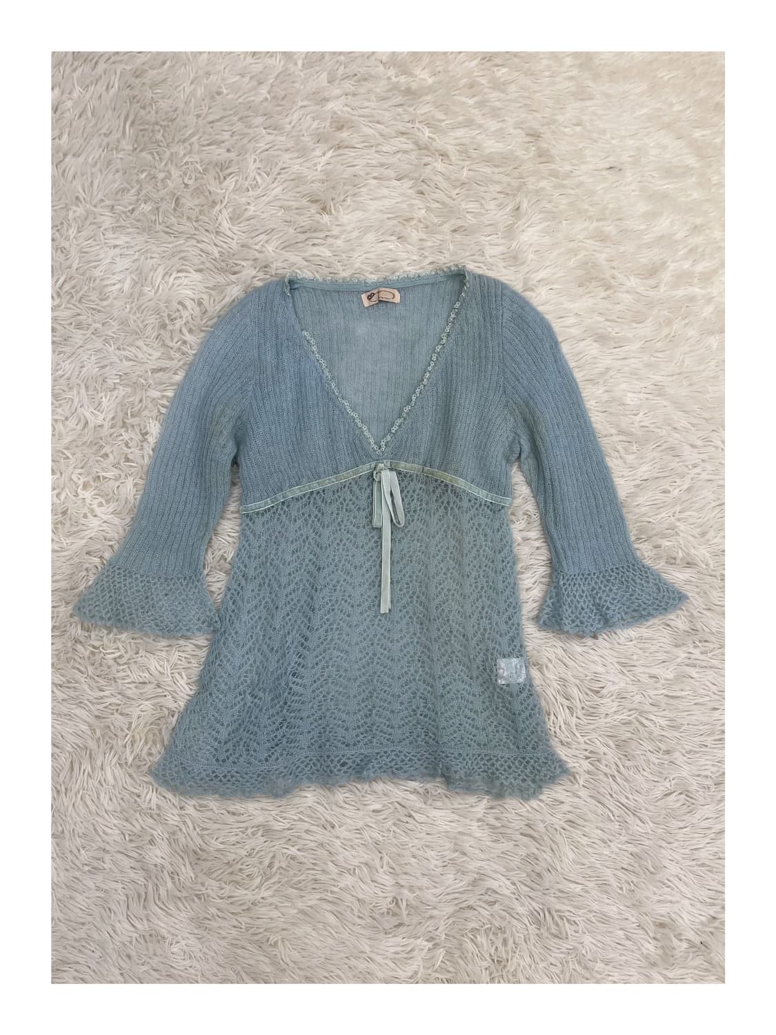 00s 초판 리즈리사 아카이브 모헤어 크로쉐 플레어 롱슬리브 탑 상품이미지1