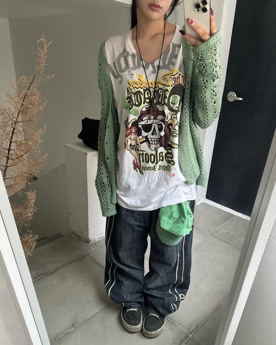 Skull printing white short-sleeve 상품이미지4