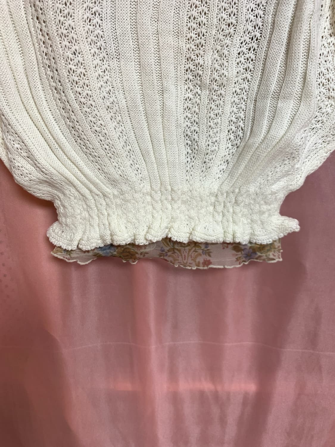 아이보리 반팔 니트 블라우스 갸루 모리 빈티지 상품이미지2