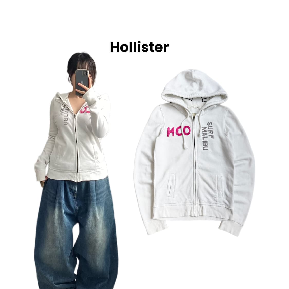 홀리스터 Y2K 딱붙 서프 말리부 후드집업 상품이미지1