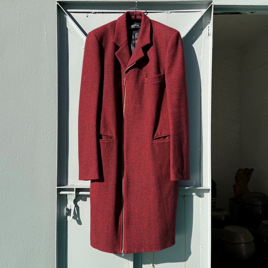Raf Simons AW99 Burgundy Wool Zip Coat 상품이미지7