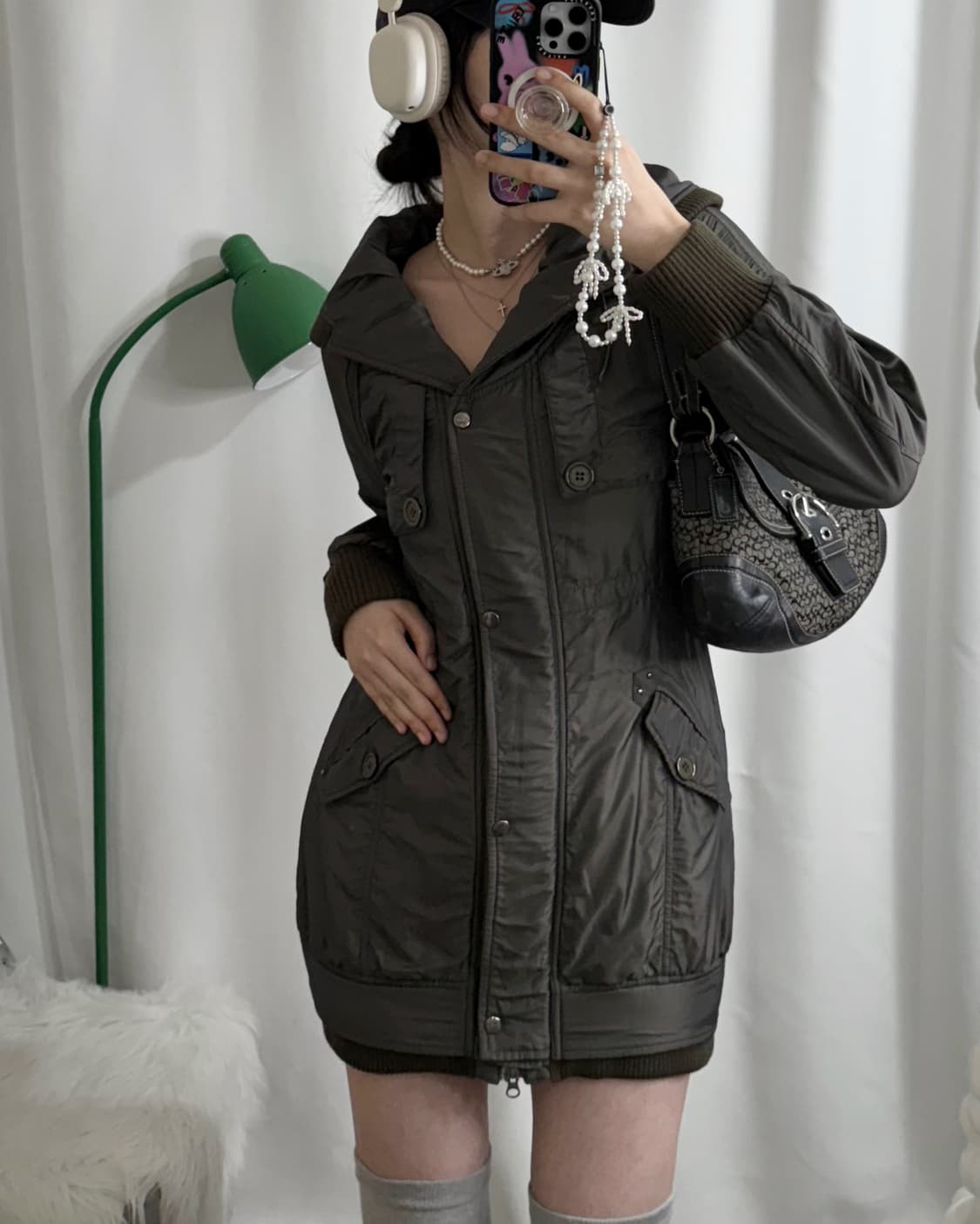 쿨 카키 빅 카라 야상 자켓 상품이미지1