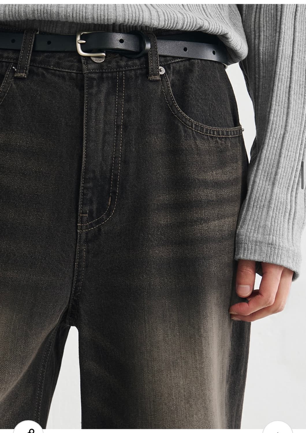 (새상품)(L) 드로우핏 콘트라스트 세미 와이드 워싱 데님 팬츠 판매 상품이미지6