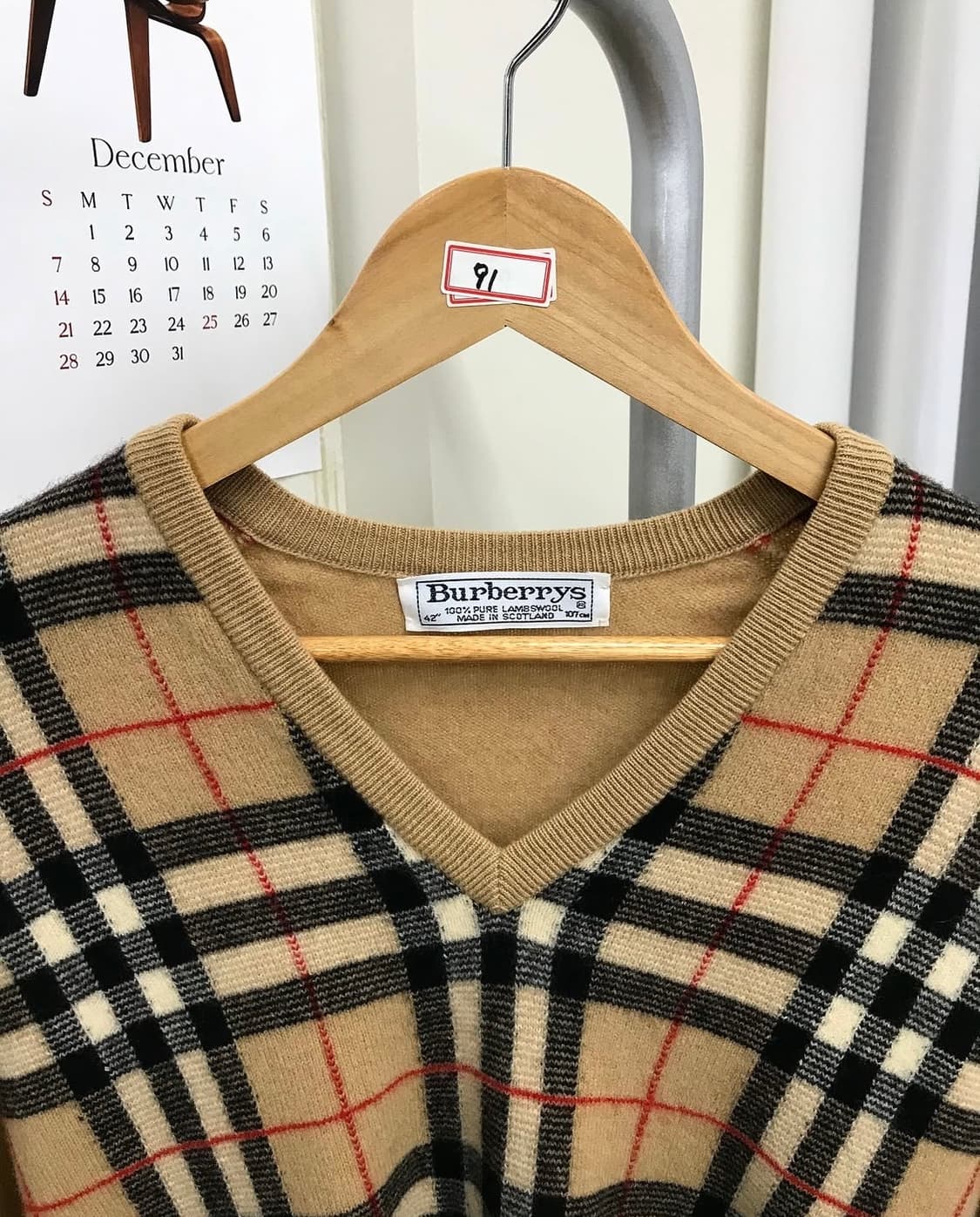 버버리 노바체크 브이넥 니트 상품이미지2