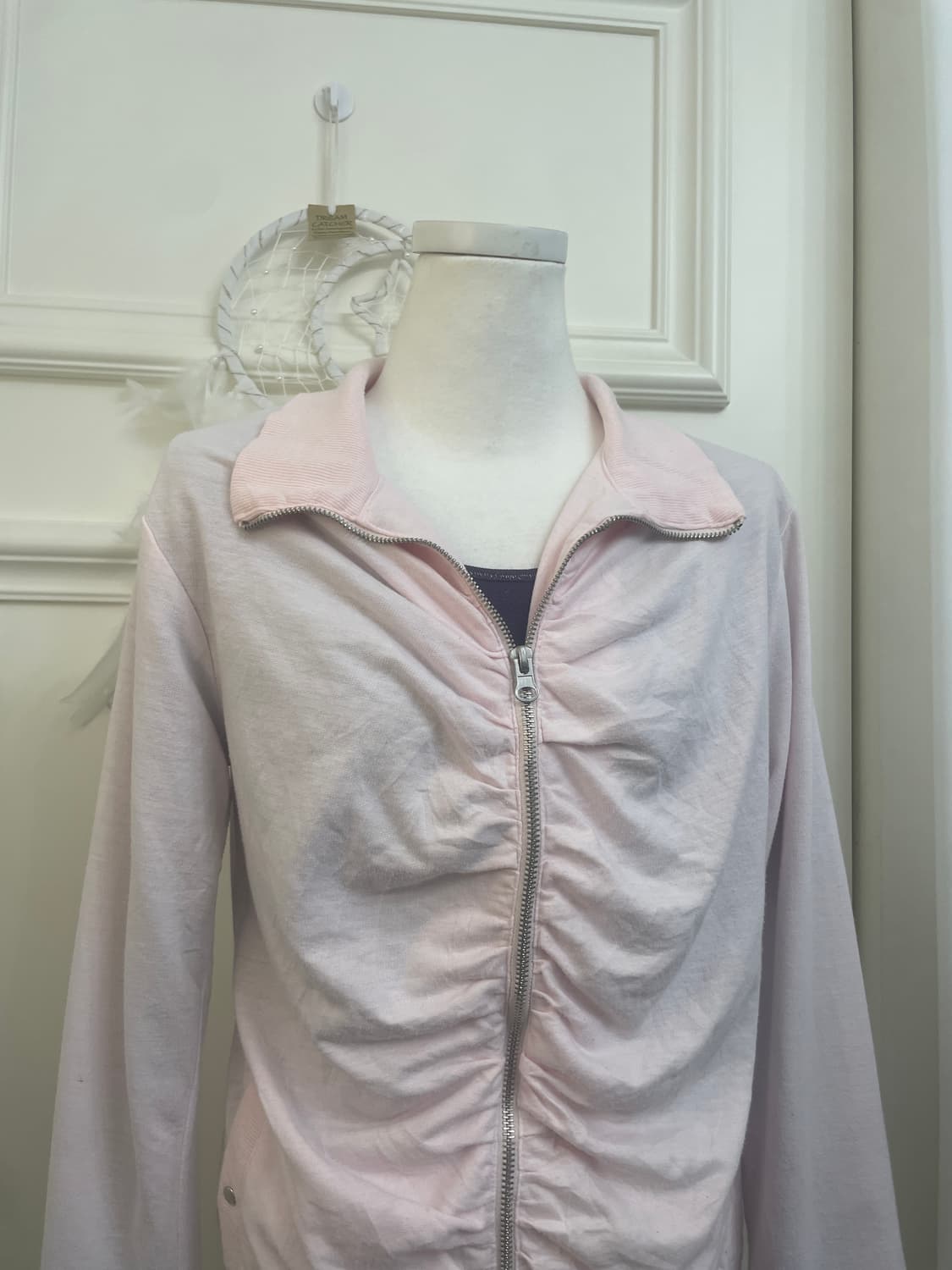 pink shirring cotton 2-way zip-up&purple 상품이미지4