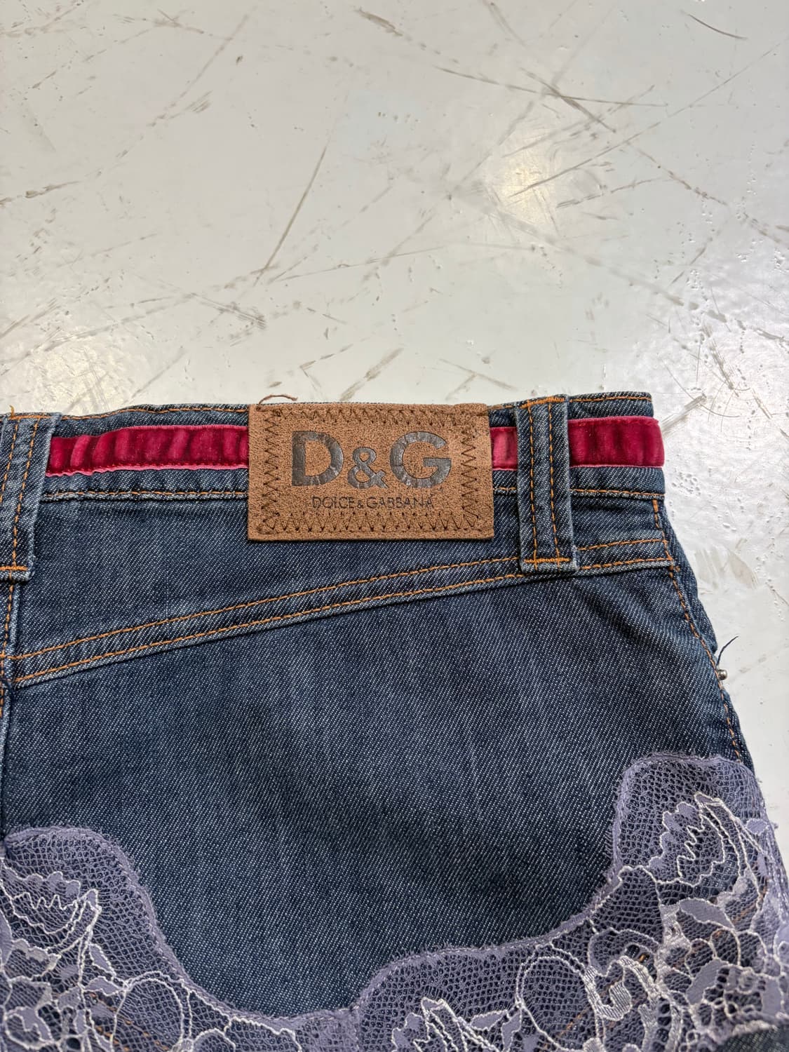 Dolce & Gabbana 레이스 디테일 데님 스커트 상품이미지5