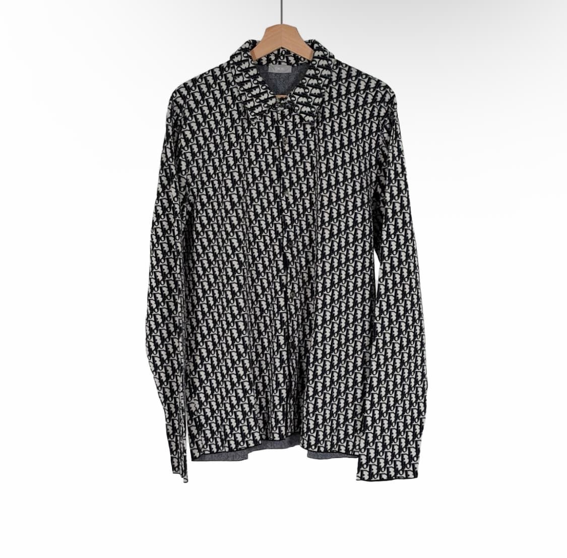 [XL] 디올 남성 오블리크 개버딘 자카드 오버 니트 셔츠 블랙 상품이미지1