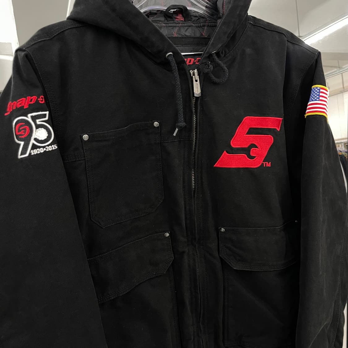 Snap-on 스냅온 덕액티브 성조기 패치 캔버스 빅로고 후드 워크자켓 상품이미지3