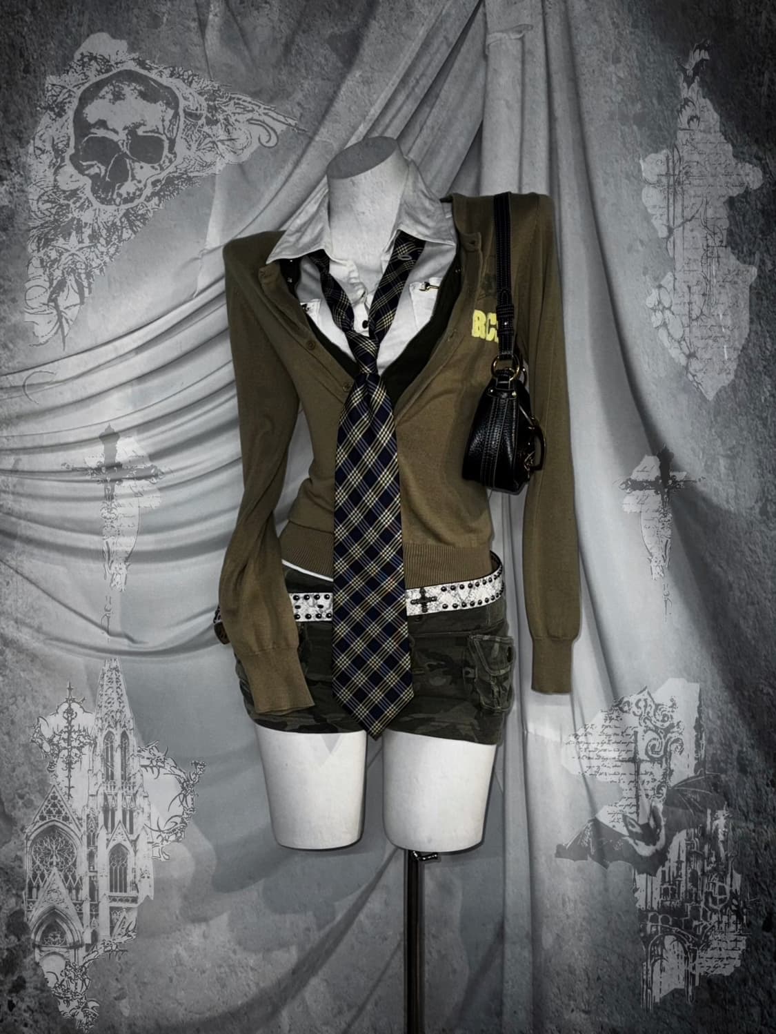 00‘sY2k 카키 카모포켓 RodeoCrowns 카키프레피 코디세트  상품이미지1