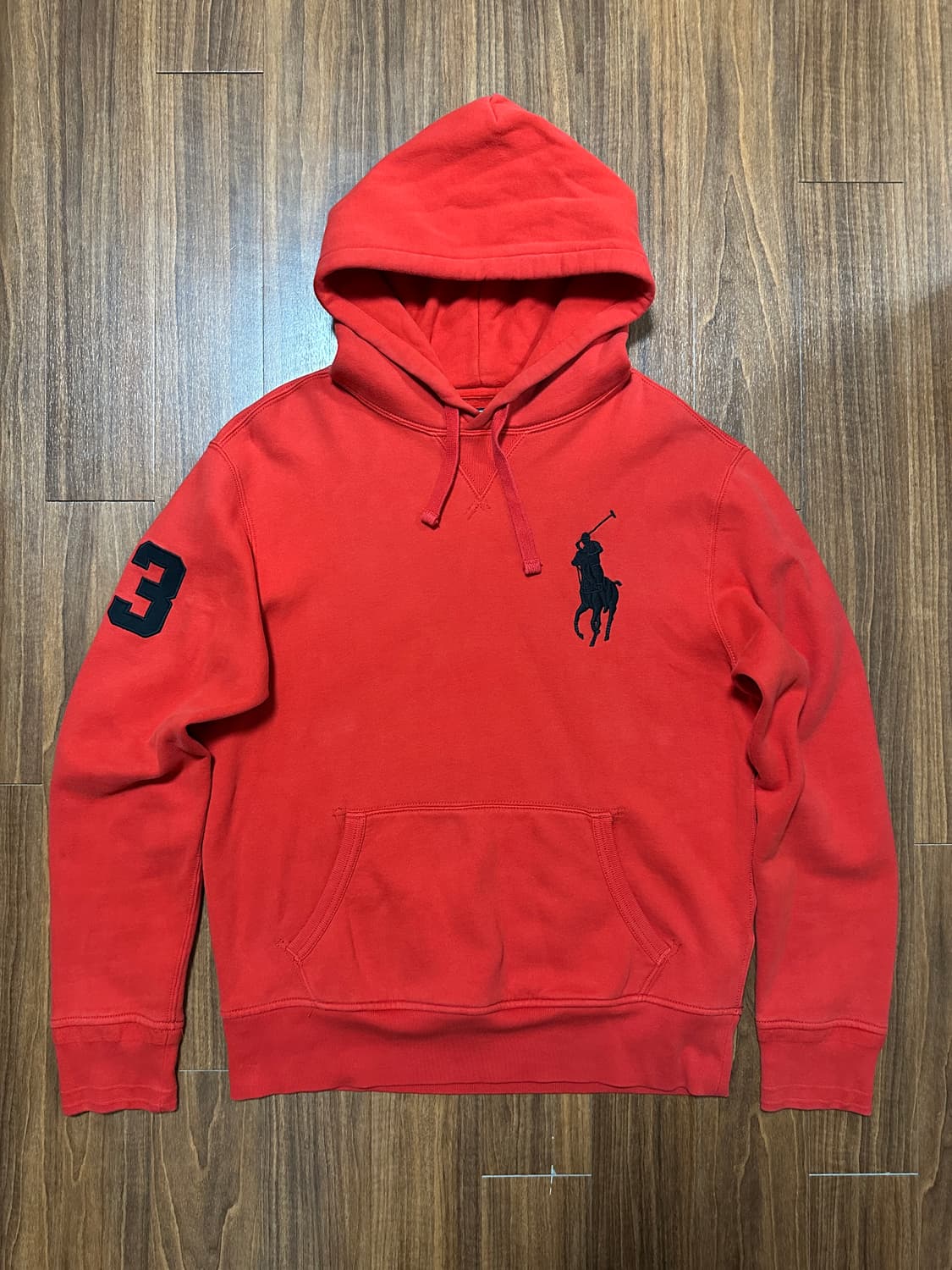 (M) 폴로 빅포니 후드티 레드 블랙 상품이미지1